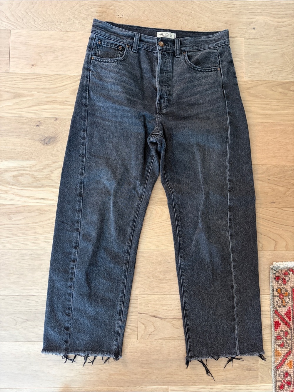 Madewell pieced barrel leg jeans